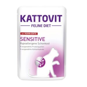 KATTOVIT Feline Diet Nassfutter Katze Sensitive Adult Huhn und Ente 24x85 g