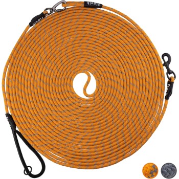 Floxik Schleppleine für Hunde - Tauleine mit Abnehmbarer Handschlaufe orange XL