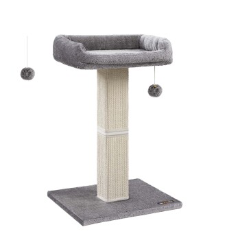 FEANDREA Kratzbaum Kratzstamm 71cm mit Plüschball hellgrau