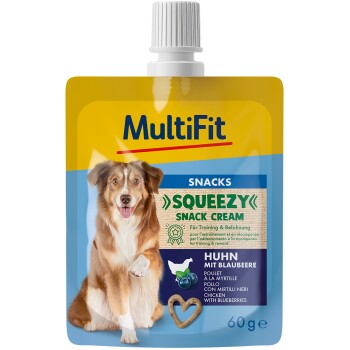 MultiFit Squeezy Snack Cream Huhn mit Blaubeere 10x60 g