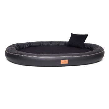 Tierlando ® GILBERT ORTHO Soft LATEX - Orthopädisches Hundebett aus Kunstleder schwarz 85 cm, 13 cm, 65 cm