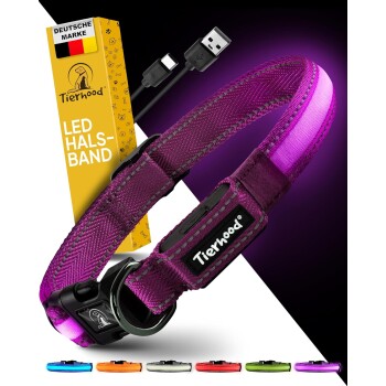Tierhood Leuchtehalsband LED Halsband lila M