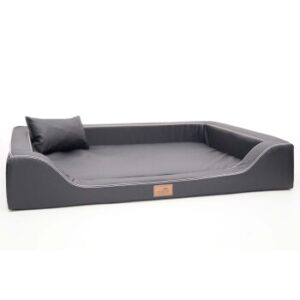 Tierlando ® Orthopädisches LUXUS-Hundebett MELODY LATEX Anti-Haar Kunstleder schwarz/ graphit 1,2 m, 22 cm, 85 cm
