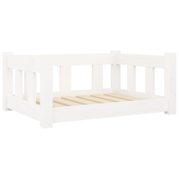 VidaXL Hundebett Massivholz Kiefer weiß/ beige 50,5 cm, 28 cm, 65,5 cm