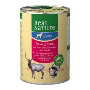 REAL NATURE Original Nassfutter für Hunde Adult Hirsch und Huhn 6x400 g