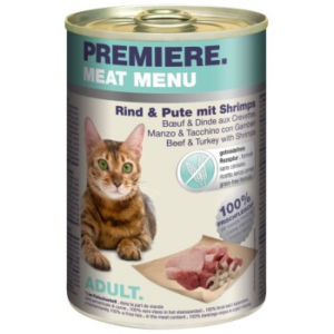 PREMIERE Meat Menu Adult Rind mit Pute und Shrimps 6x400 g