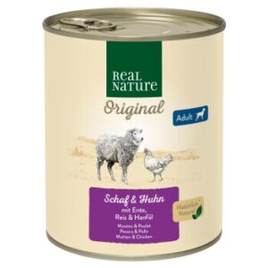 REAL NATURE Original Nassfutter für Hunde Adult Schaf und Huhn 6x800 g