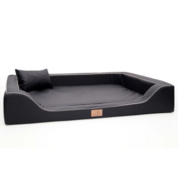 Tierlando ® Orthopädisches LUXUS-Hundebett MELODY LATEX Anti-Haar Kunstleder schwarz 1,2 m, 22 cm, 85 cm