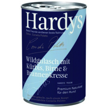 Hardys Edition Cornelia Poletto Nassfutter Hund Adult 6x400 g Wildgulasch mit Kürbis, Birne & Brunnenkresse