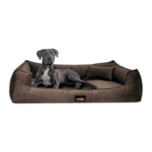 Tierlando ® BRUCE VELOURS Orthopädisches Hundebett Soft braun 1,3 m, 25 cm, 1 m