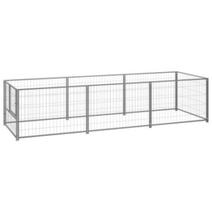 VidaXL Hundezwinger Stahl silber 3 m, 1 m, 70 cm