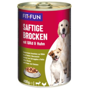 FIT+FUN Saftige Brocken Wild und Huhn 12x400 g
