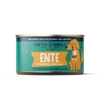 Pets Deli Nassfutter Hund, Ente mit Buchweizen 6x200 g