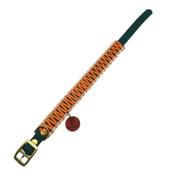 Wildfang Hundehalsband "Waldgeflüster" aus Biothane mit Paracord creme/ türkis XL