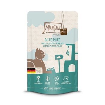 MjAMjAM Nassfutter Katze Adult, Quetschie Purer Fleischgenuss, Pute 12x125 g