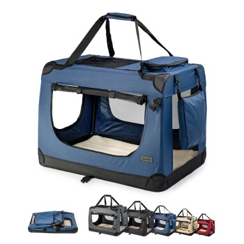 Lionto Hundetransportbox - faltbar - blau XL