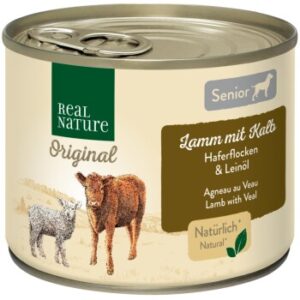 REAL NATURE Original Nassfutter für Hunde Senior Lamm und Kalb 12x200 g
