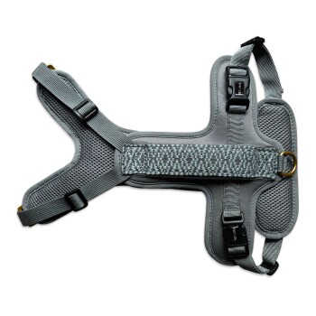 Hey Lana Premium Geschirr Gepolstert mit Reflektoren und Haltegriff anthrazit/ blau L