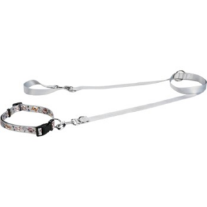FIT+FUN Halsband+Leine Set hellgrau M