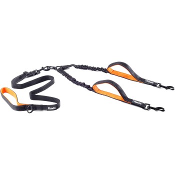 Floxik Doppelleine Komplett-Set - Flexible, reflektierende Hundeleine für zwei Hunde L