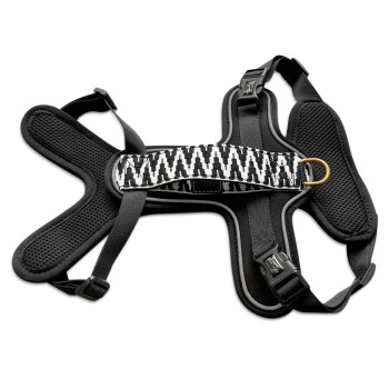 Hey Lana Premium Geschirr Gepolstert mit Reflektoren und Haltegriff schwarz/ weiß XS