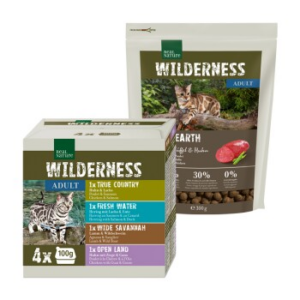 REAL NATURE Wilderness Mischfütterungs-Set Adult Black Earth 300g + 4x100g Multipack