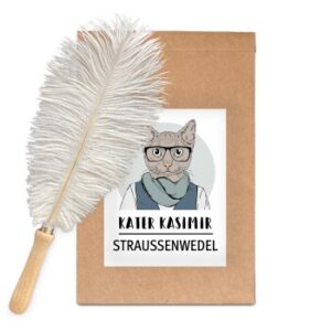 Kater Kasimir Federwedel für Katzen mit einer echten Straußenfeder