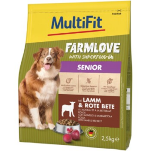 MultiFit Farmlove Trockenfutter Hund Senior, mit Lamm & Rote Beete 2,5 kg