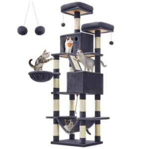 FEANDREA Katzenbaum XXL 206cm Kratzsäulen dunkelgrau