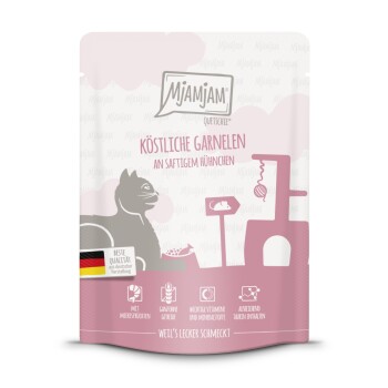MjAMjAM Nassfutter Katze Adult, Quetschie 6x300 g Garnelen