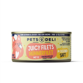 Pets Deli Nassfutter Katze Adult Juicy Filets Huhn mit Lammleber und Karotte 12x70 g