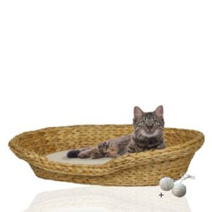 Rohrschneider ® Komfortables Katzenkörbchen mit Kissen