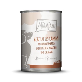 MjAMjAM Nassfutter Hund Adult Lamm an gekochtem Reis mit frischen Tomaten und Chiasaat 6x400 g