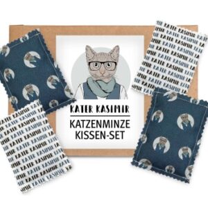 Kater Kasimir Katzenminze Spielkissen (4er Set) aus GOTS-zertifizierter Baumwolle