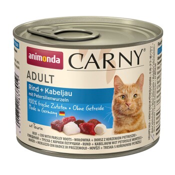animonda Carny Nassfutter Katze Adult Rind und Kabeljau mit Petersilienwurzel 6x200 g