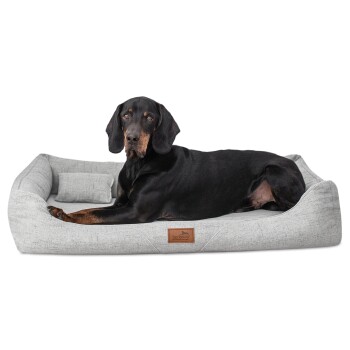 Tierlando ® WILLIAM Couture - Orthopädisches Hundebett | Bequemes Hundesofa hellgrau 1,3 m, 22 cm, 1 m