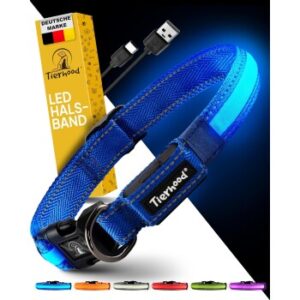 Tierhood Leuchtehalsband LED Halsband blau M