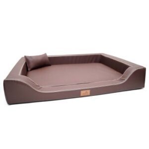 Tierlando ® Orthopädisches LUXUS-Hundebett MELODY LATEX Anti-Haar Kunstleder braun 1 m, 22 cm, 75 cm