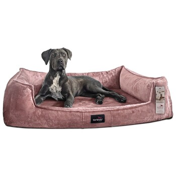 Tierlando ® Orthopädisches Hundebett FRANKLIN Kuscheliger Teddy-Stoff - Hundesofa altrosa 1,3 m, 25 cm, 1 m