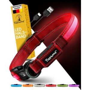 Tierhood Leuchtehalsband LED Halsband rot L