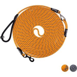 Floxik Schleppleine für Hunde - Tauleine mit Abnehmbarer Handschlaufe orange M