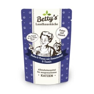 Betty's Landhausküche Frischebeutel Huhn & Fasan 12 x 100g für Katze