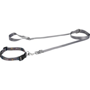 FIT+FUN Halsband+Leine Set dunkelgrau L