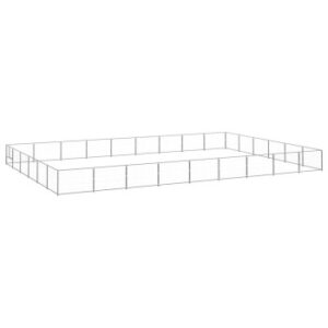 VidaXL Hundezwinger Stahl silber 9 m, 6 m, 70 cm