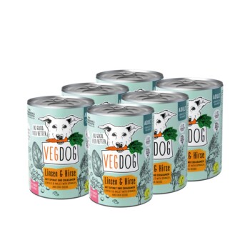 VEGDOG Nassfutter Adult Linsen & Hirse Vorteilspack 6x400 g