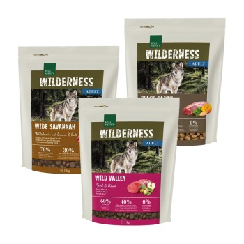 REAL NATURE Wilderness Adult 3x1 kg Probierpaket 4, Wild Valley, Pferd und Rind