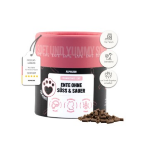 ALPHAZOO Ente Ohne Süß & Sauer 65g I Leckerli für Hunde
