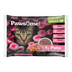 Pets Nature GmbH Pawsome Adult Flowpack Pute 4x85 g