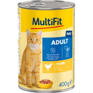 MultiFit Nassfutter Katze Adult, Paté, Huhn 24x400 g
