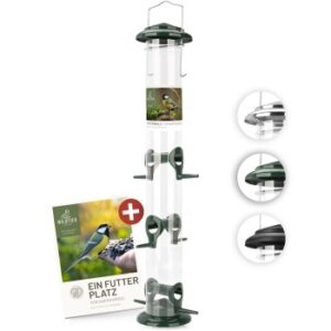 wildtier liebe Futtersäule für Samen, Körner & Kerne 52cm, Grün